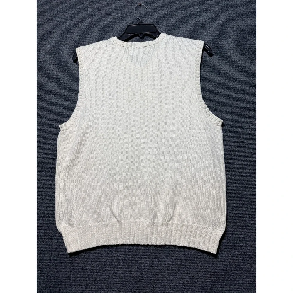 Polo Ralph Lauren Sweater Vest Mens Large Cream Excellent V-Neck Cotton Knit
